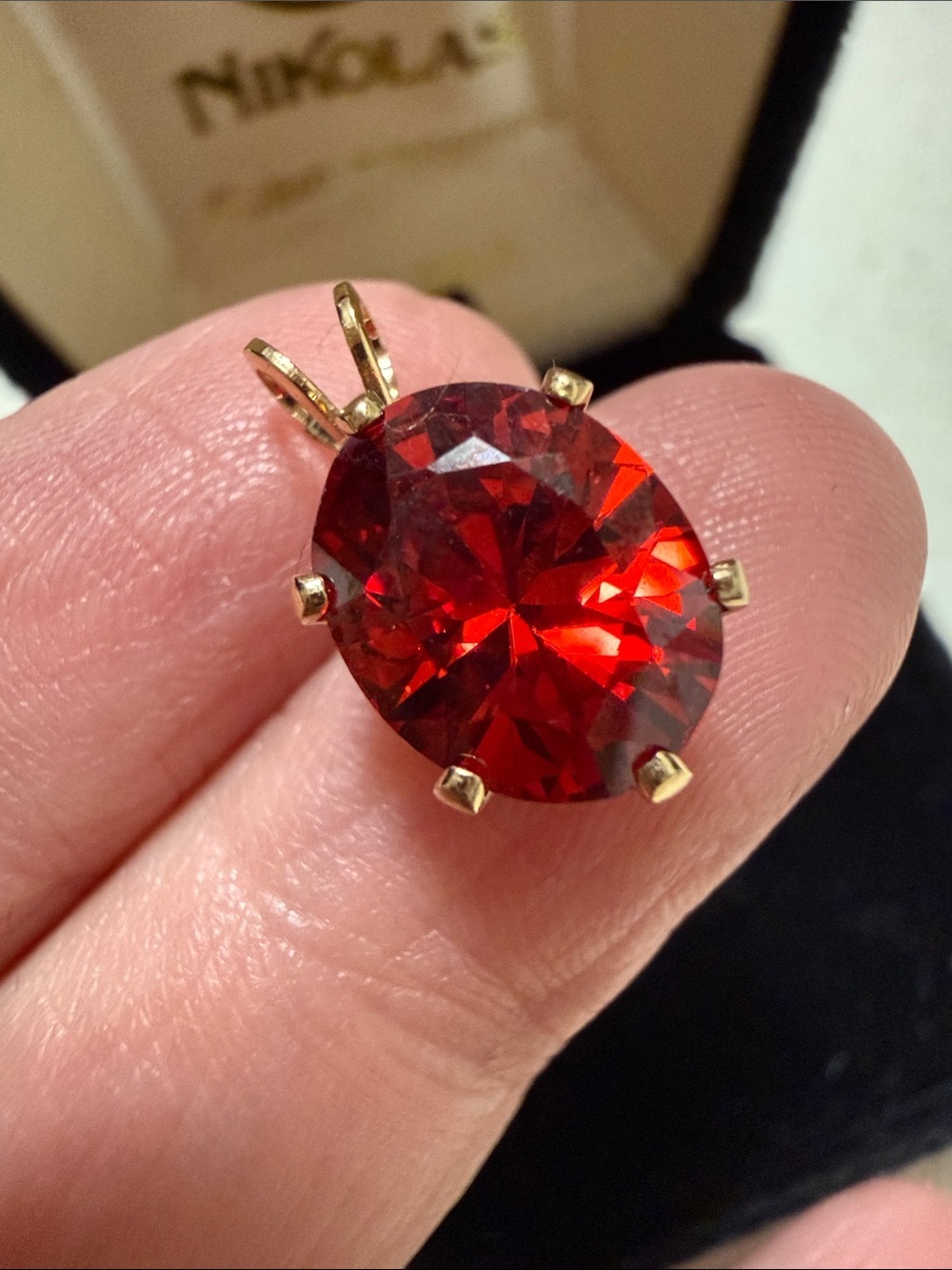 Nikolas 14K Gold Red Cubic Zirconia Pendant